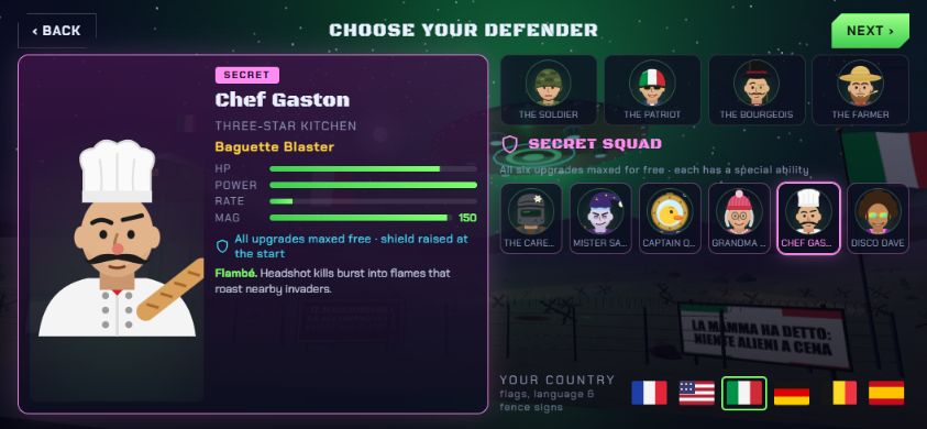 Chef Gaston and the six secret squad characters